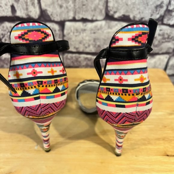 Chinese Laundry Multicolored Open Toe High Heels Size 8.5 - Picture 6 of 9